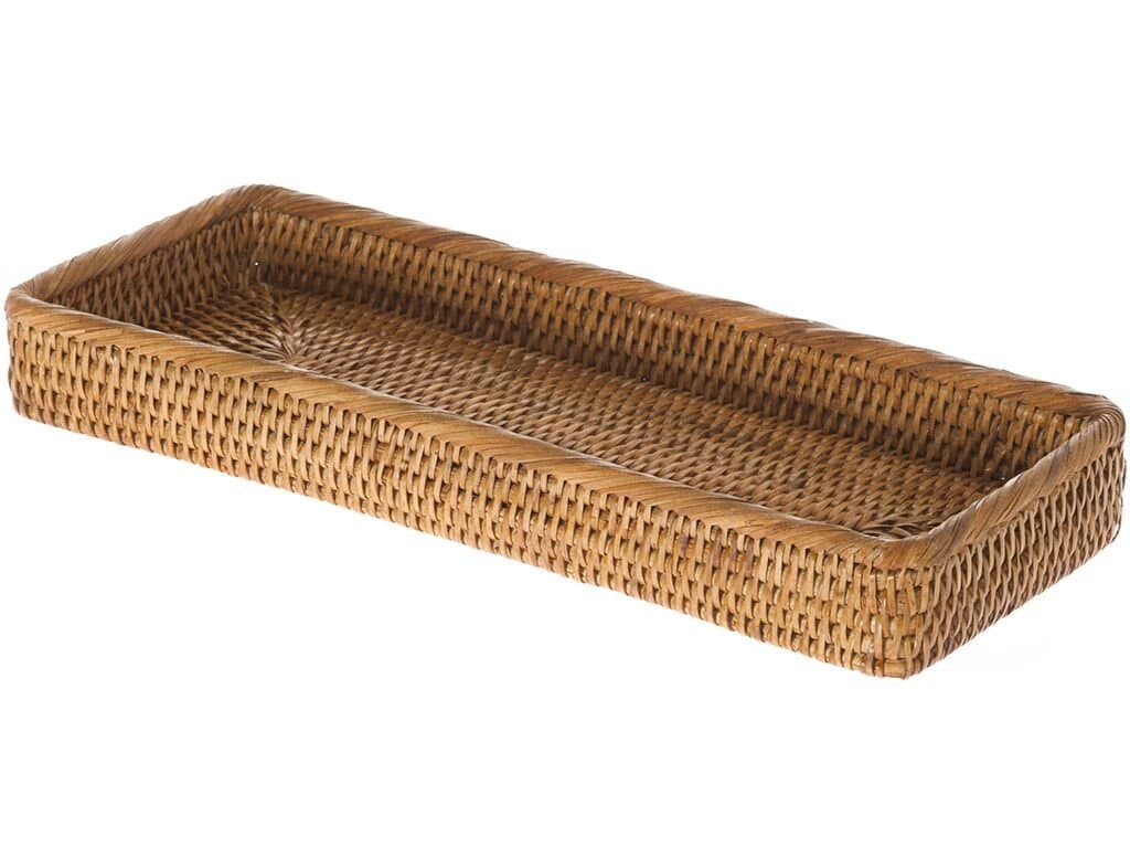 La Jolla Elongated Rattan Vanity Tray (Honey-Brown)