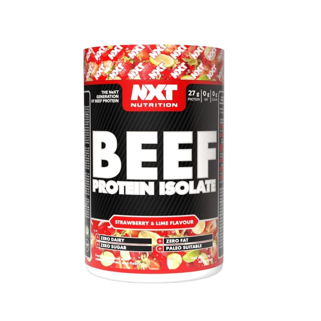 Beef Protein Isolate Powder - Protein Powder High in Natural Amino Acids - Paleo, Keto Friendly - Dairy and Gluten Free - Muscle Recovery | 1.2kg (Strawberry and Lime)