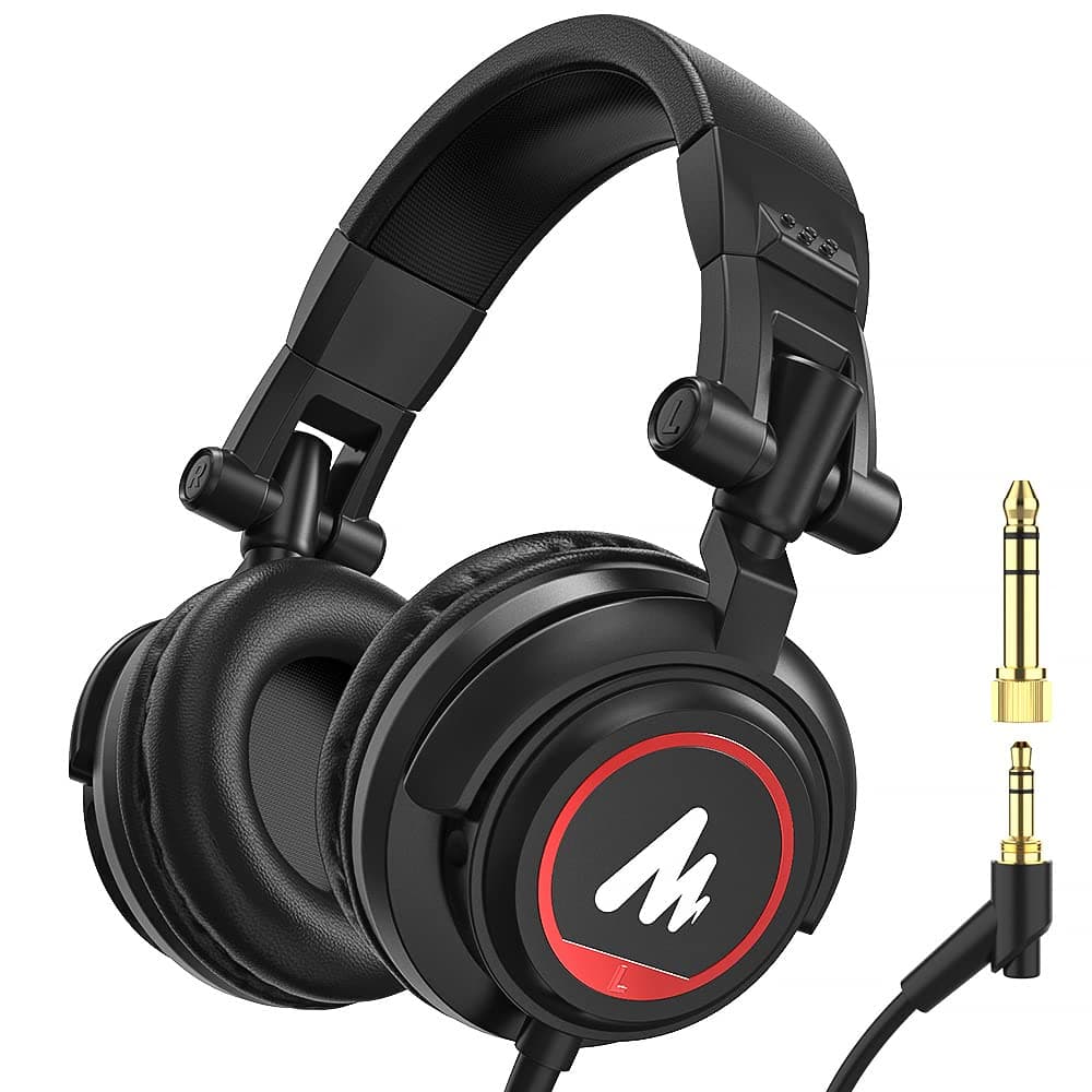 AU-MH501 Over-Ear Studio Monitoring Headphones for Recording Studio, Youtuber, Music Creation with 50mm Driver and Lightweight Foldable Design