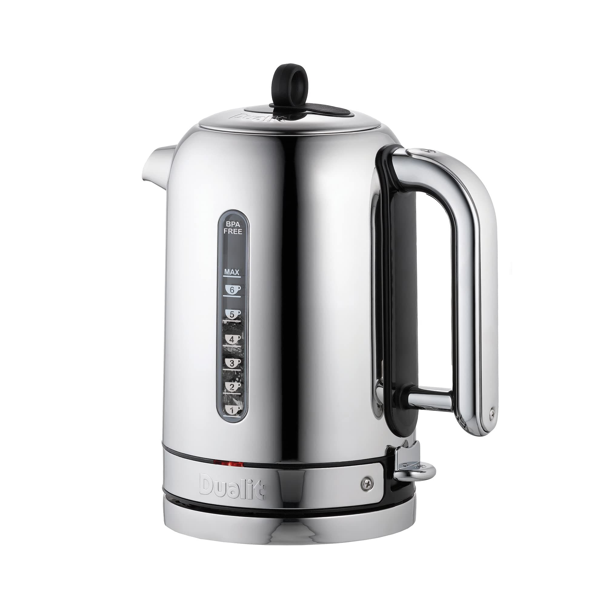 Classic Kettle - Polished Stainless Steel with Black trim- Quiet boiling kettle - 90 Second Boil Time - 1.7L Capacity, 1.5kW