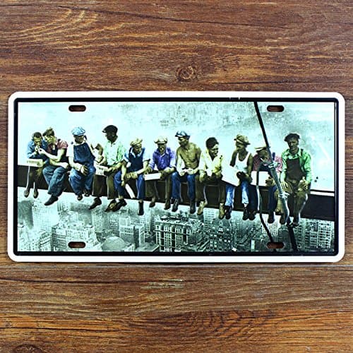 VINTAGE RETRO EMPIRE STATE BUILDING WORKERS METAL TIN SIGN WALL PLAQUE SIZE 15X30 CM