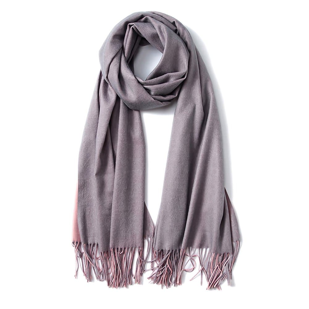 FORTREE Cashmere Feel Warm 2 Tone Shawl - Oversized 78"x28" Wrap Scarf (7 Colors Available)