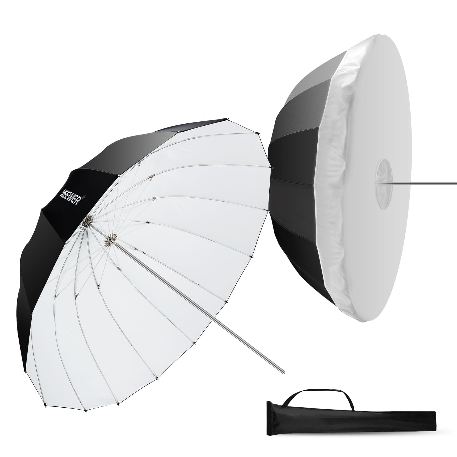 NEEWER 65"/165cm Parabolic Photography Reflective Umbrella with White Interior,Soft Lighting with Diffuser Cover,Bag,Quick Fold for Camera Photo Studio Video Light Shots Monoluz Flash, NS3U
