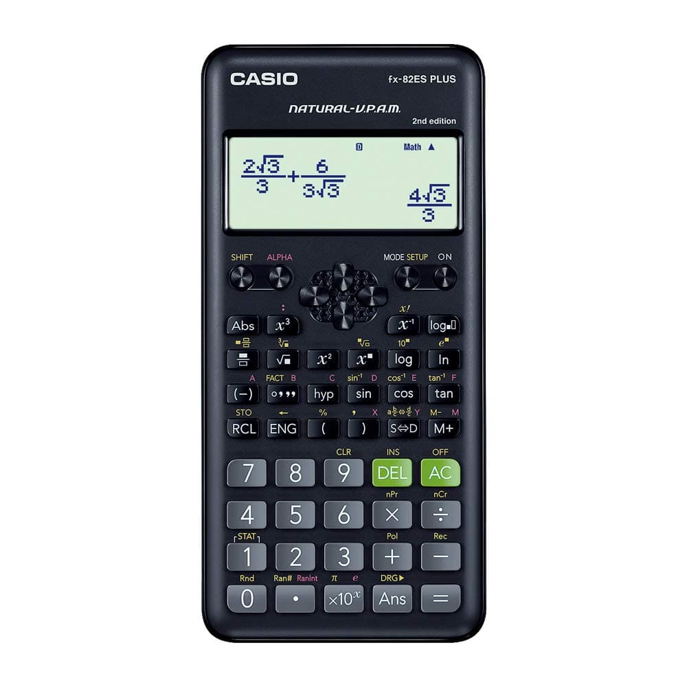 Casio FX-82ES Plus 2nd Edition - Non-Programmable Scientific Calculator, 252 Functions, Black