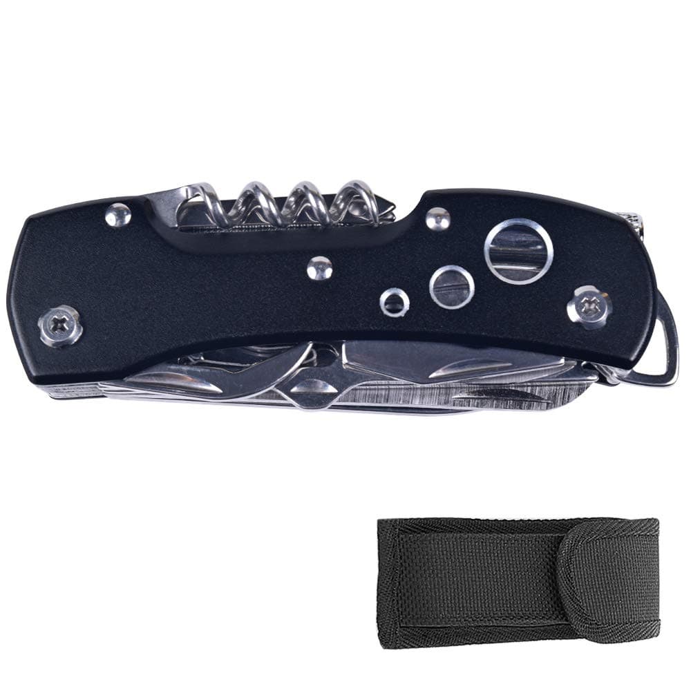 Multi Function With LED Light Folding Tool Outdoor Tactical Survival Training Army Knives Travel Portable Pocket Knife Pocket Hunting Camping Survival Knife Essential Tool Multipurpose Daily Household, Black