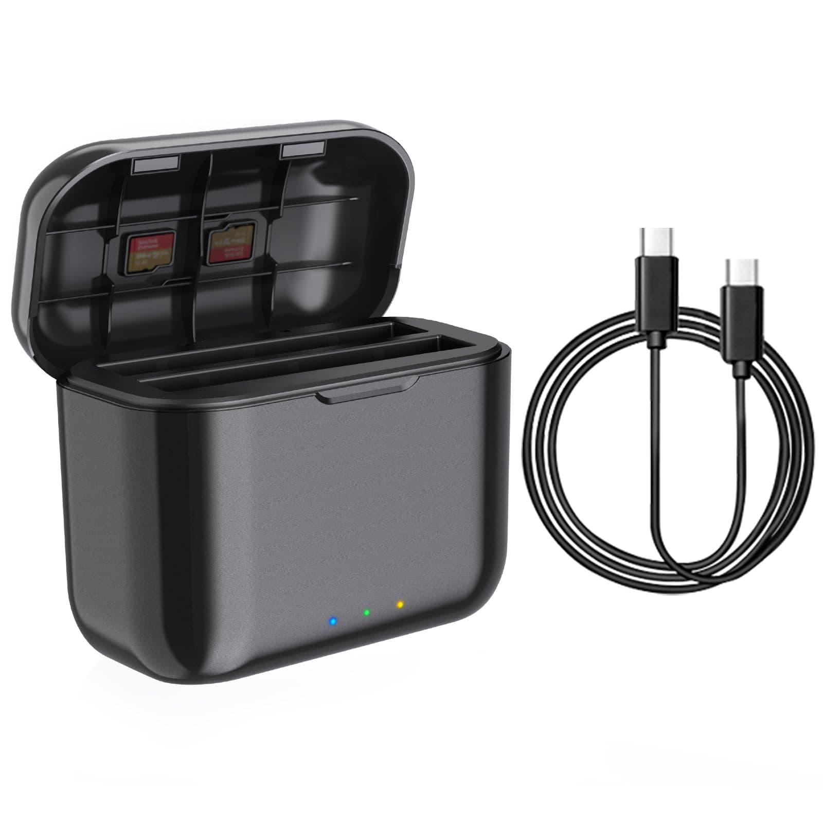 Fast Battery Charger Hub for Insta360 X3(Batteries No Included),Quick Portable 2 Channel Battery Charge Storage Station with Misro SD Card Slots (X3 Charger Hub Only)