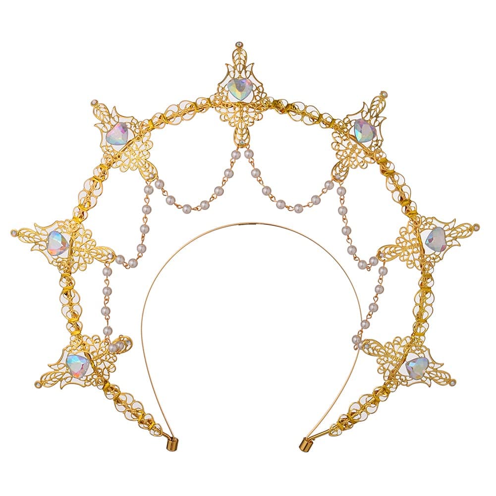 BLESSUMEHalo Crown Mary Goddess Headband Women's Halloween Costume Goddess Headpiece