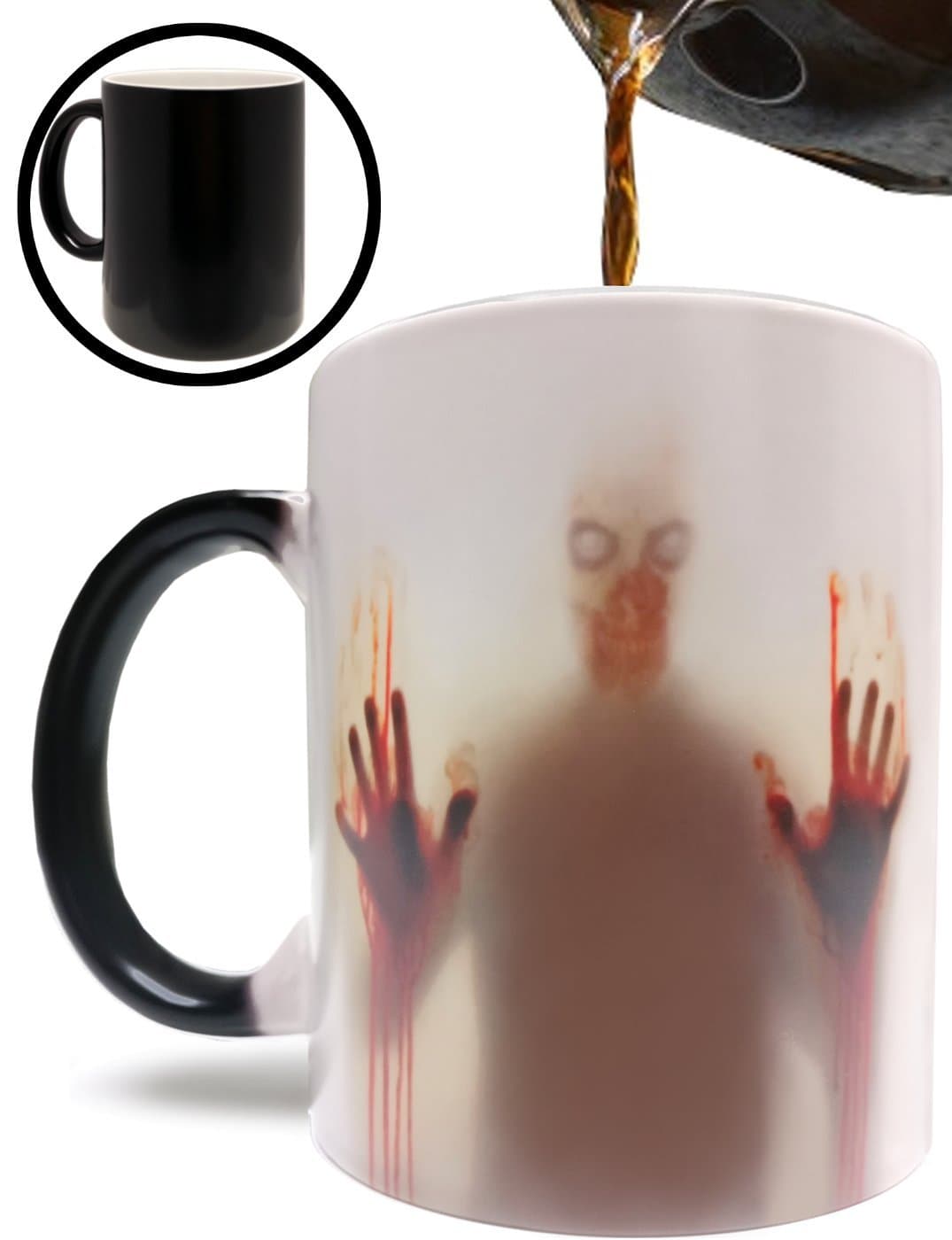 CSM Supply Authentic Zombie Mug - Fear the Dead/Walking Dead Inspired 11oz Grade A Quality Ceramic Heat Sensitive Color Changing Halloween Cup Foam Box Included