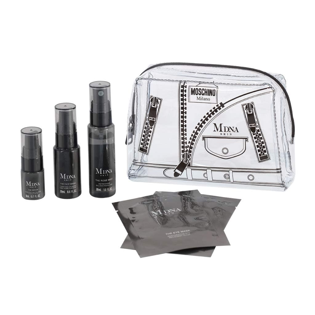 Madonna MDNA Skin The Travel Kit! A Limited Edition Travel Kit Containing Travel Sizes Of Four Essential MDNA SKIN products Such As The Face Wash, The Rose Mist, The Serum, and The Eye Mask!
