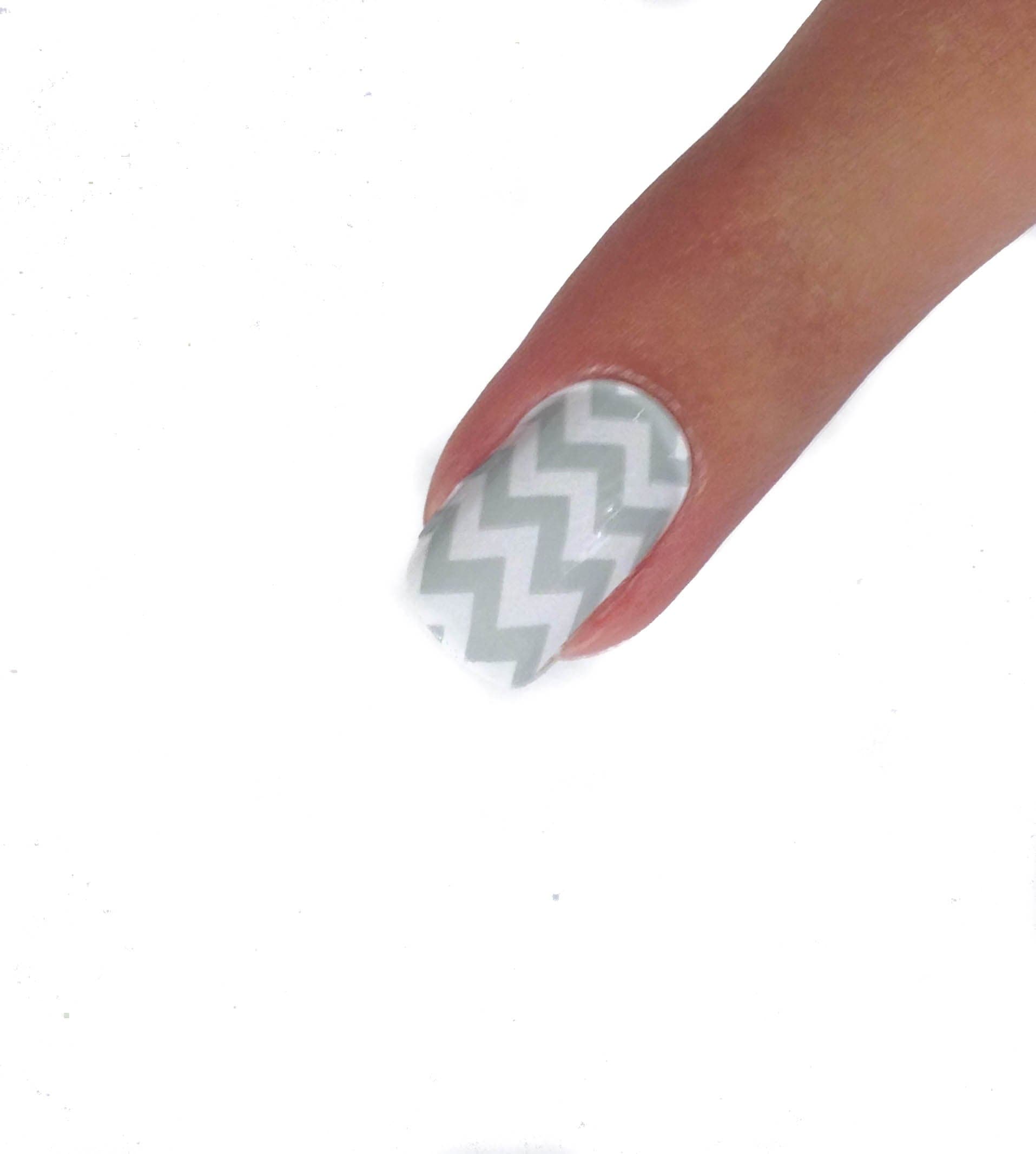 Gray and White Chevron Nail Strips