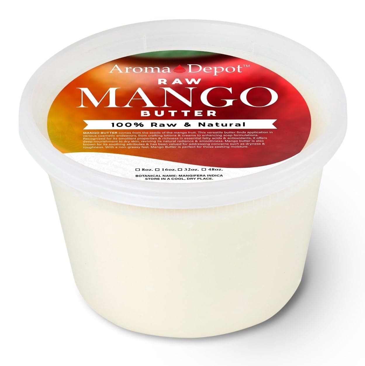 Aroma Depot 1lb / 16 oz Raw Mango Butter Unrefined 100% Natural Pure Great for Skin, Body, Hair Care. DYI Body Butter, Lotions, Creams Reduces Fine Lines, Wrinkles, used for eczema psoriasis