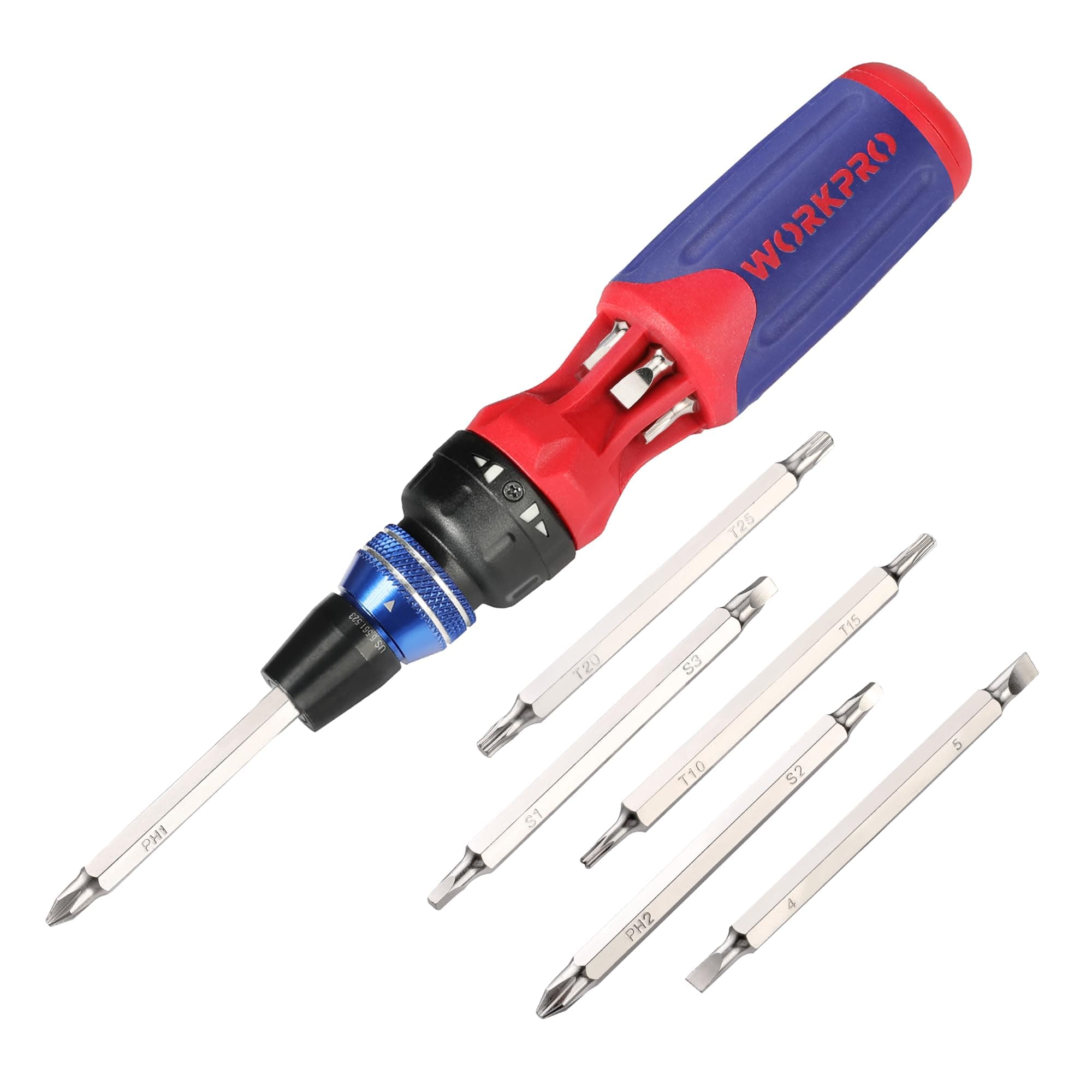 12-in-1 Ratcheting Multi-Bit Screwdriver Set, Quick-load Mechanism Screwdriver with Double End Bits in Handle