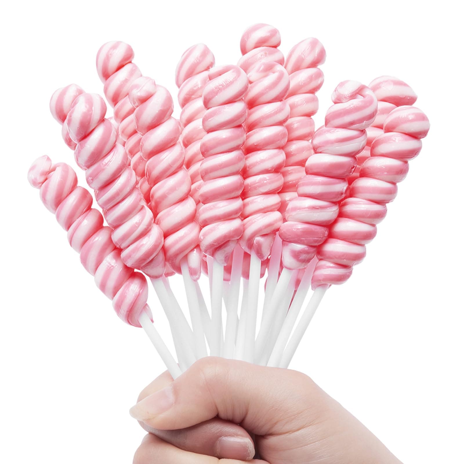 Pink Twisty Lollipops Individually Wrapped Bulk - Valentines Candy Valentine Lollipops Candy - Kid's Whirley Lollipop for Decorating Birthday, Strawberry Flavor 30 Pack
