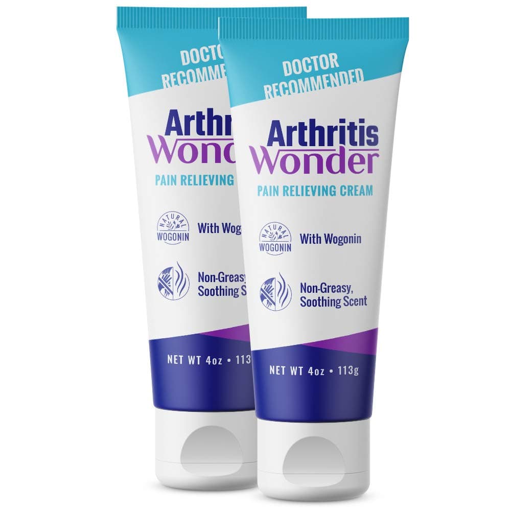 Pain Relief Cream, 4 oz – Arthritis Pain Relief Cream for Hand, Knee, Foot and Wrist Joints – Fast-Acting, Deep Penetrating, Non-Greasy Formula with Natural Wogonin - 2 Pack
