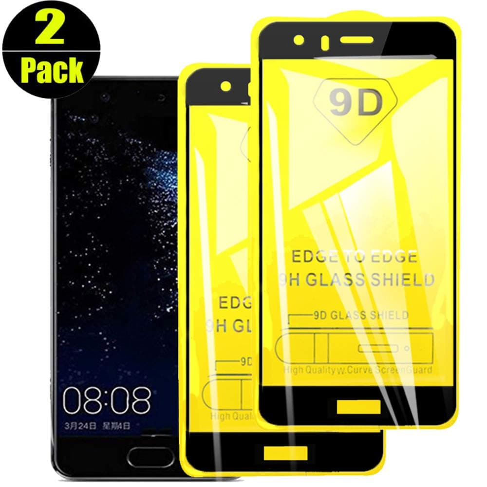 Stilluxy 【2 Pack】 Compatible with Huawei P10 Lite Screen Protector Tempered Glass 9H [Bubble Free] P 10 Lite [9D Curved Surface] P10Lite Proetective Film 6.5 inch 2017 2 Pices (Black)