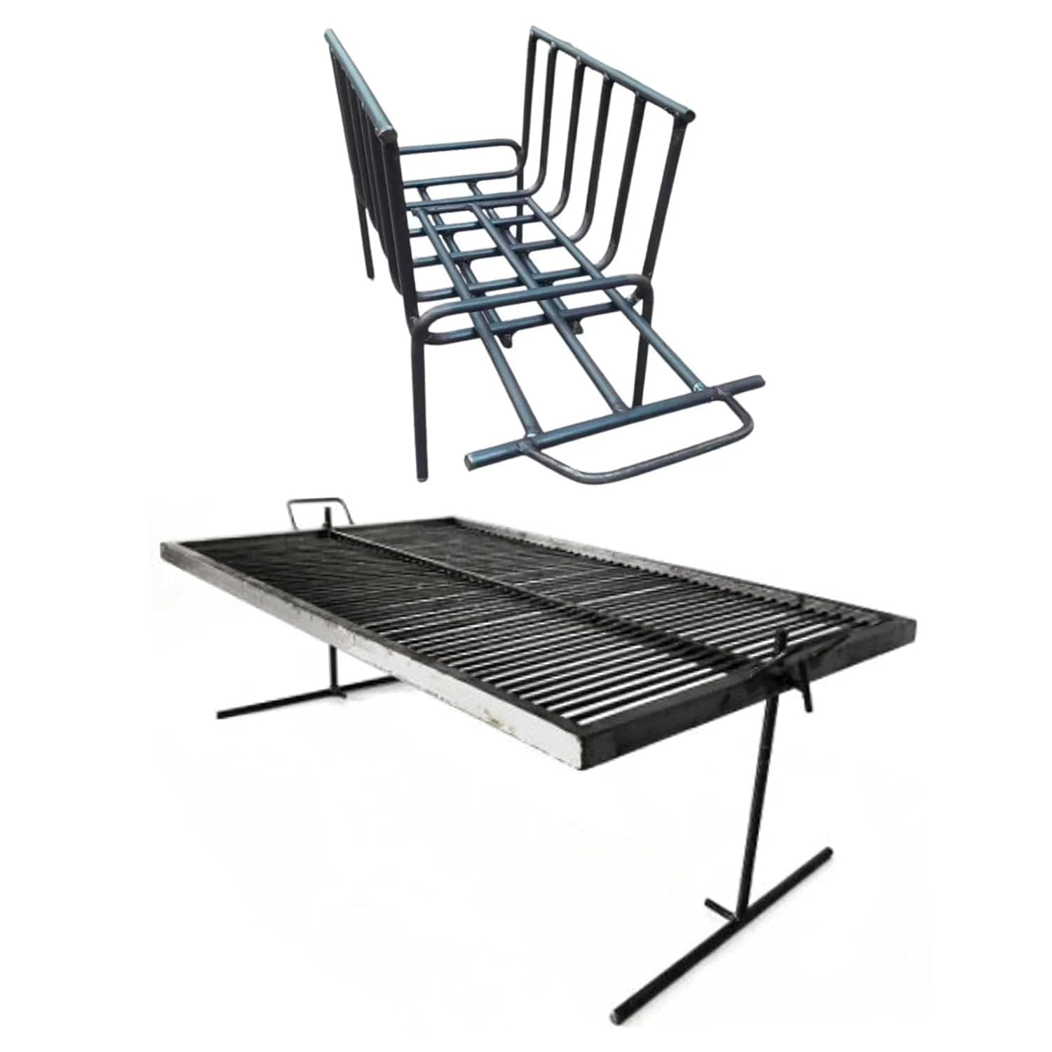 Argentine Grill - Iron BBQ Parrilla Asado with Floating Rods - Charcoal Fuelled - 24 x 16 Inches