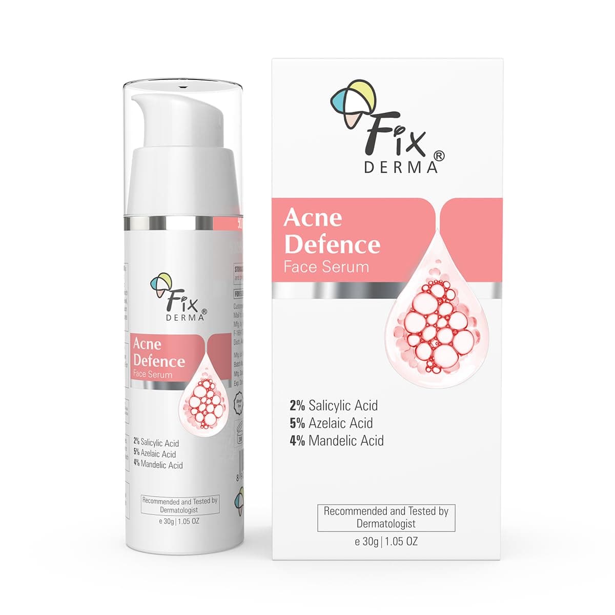Fixderma 2% Salicylic Acid Serum for Anti Acne & Spot Treatment with 5% Azelaic Acid & 4% Mandelic Acid | Anti Acne Face Serum | Face Serum for Men & Women | Face Serum for Oily Skin - 30g