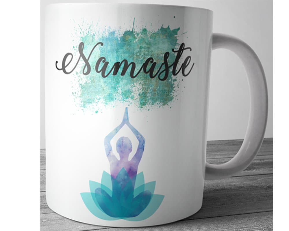 Namaste Inspirational Motivational Coffee Mug 11 oz Lotus Flower Tea Cup Yoga Gifts
