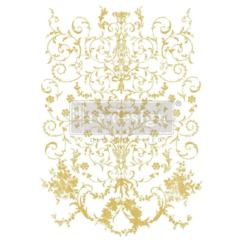 Prima Marketing Re-Design Gold Foil Kacha Decor Transfers-Manor Swirls RE665616