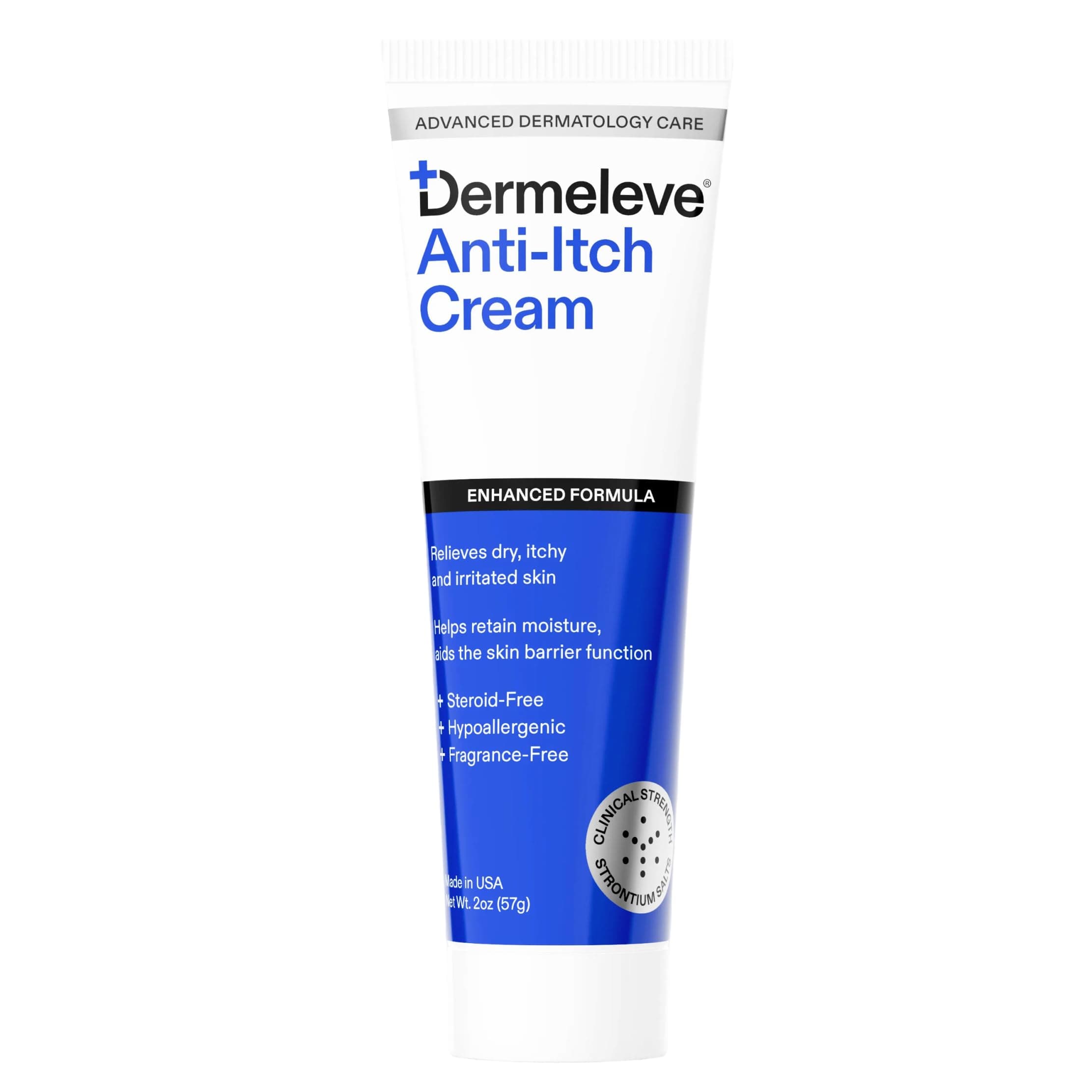 Dermeleve Steroid Free Anti-Itch Cream | Extra Strength for Psoriasis, Seborrheic Dermatitis, Viral Rash, Bug Bites, Allergy, Chronic Hives, Neuropathy (Nerve) | Full Body Itch Relief | 2 oz (1 Pack)