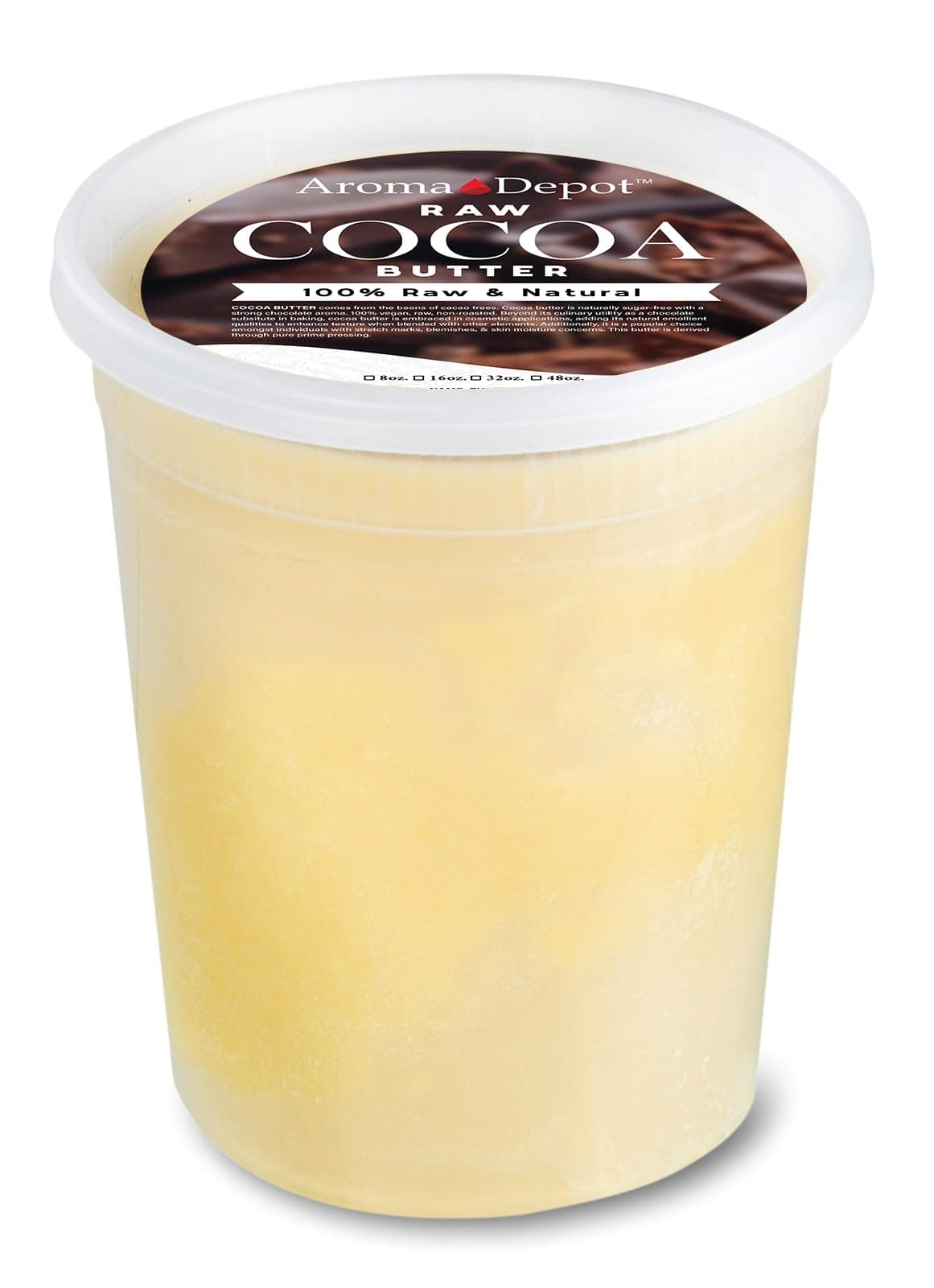 Aroma Depot2lb / 32 oz Raw Cocoa Butter Unrefined 100% Natural Pure Great for Skin, Body, Hair Care. DYI Body Butter, Lotions, Creams Reduces Fine Lines, Wrinkles, used for eczema psoriasis