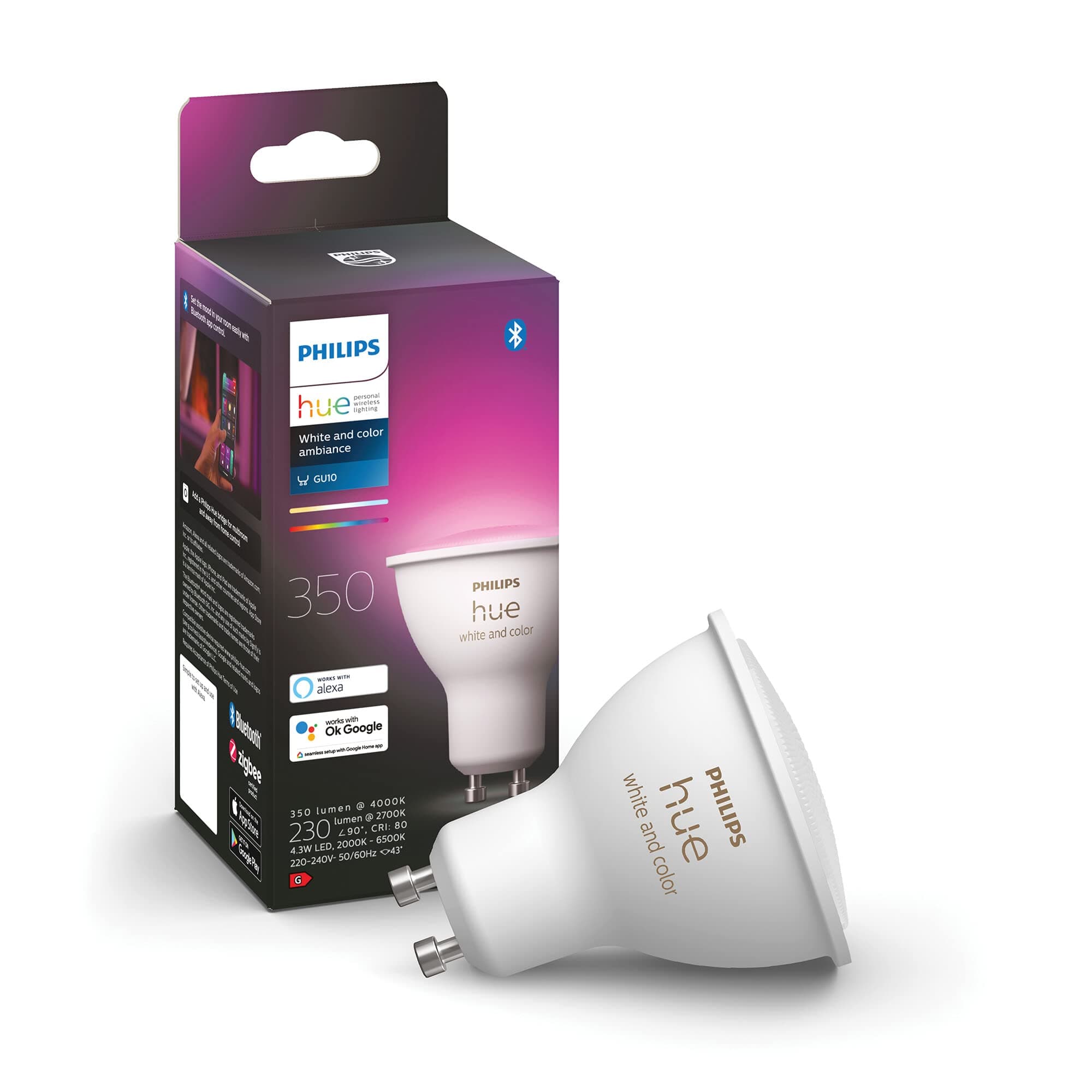 Philips by Signify Hue Color GU10 Bulb Richer Colors - BT, 929001953101 (Fit - Richer Colors - BT)