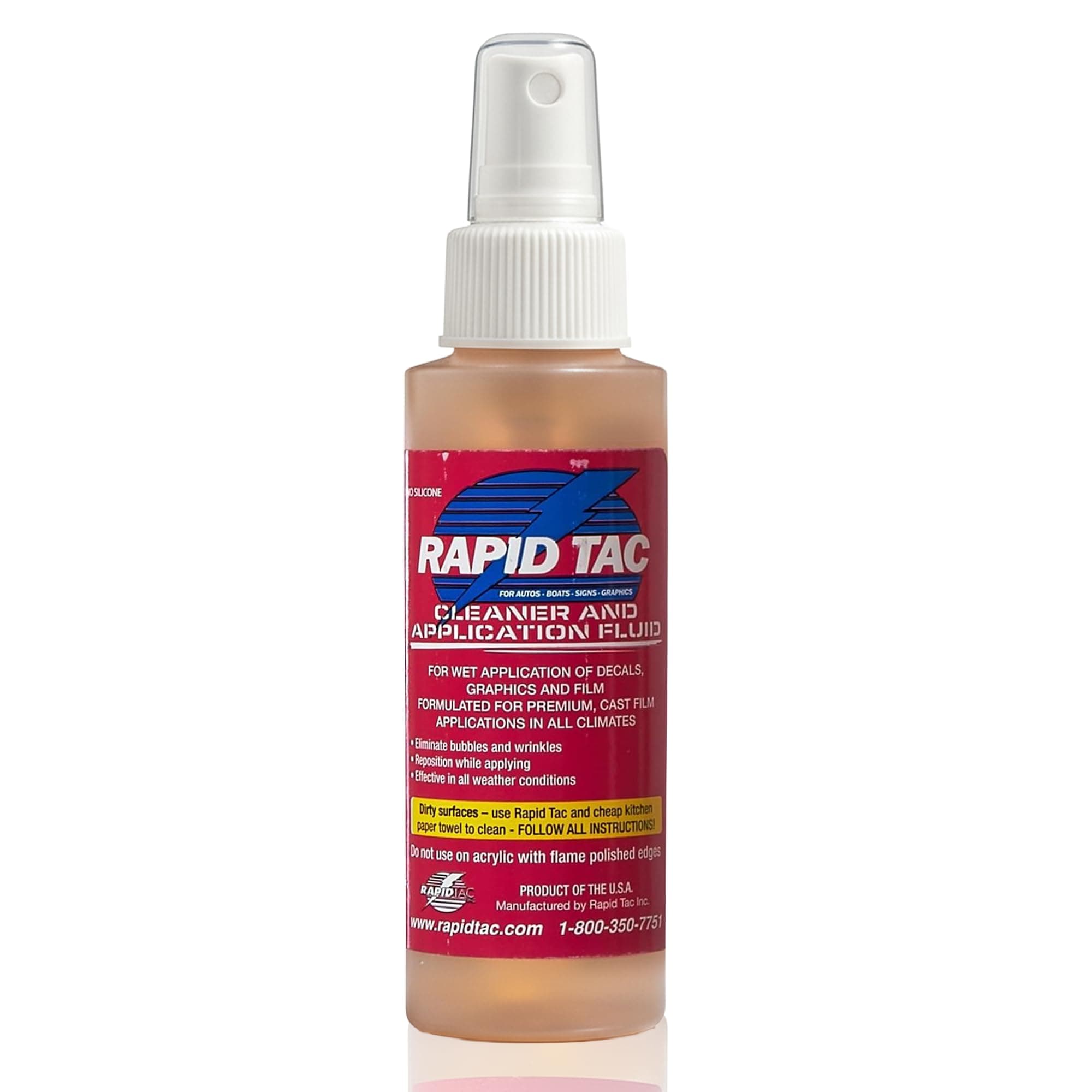 Rapid TAC Application Fluid for Vinyl Wraps Decals Stickers 4oz Sprayer