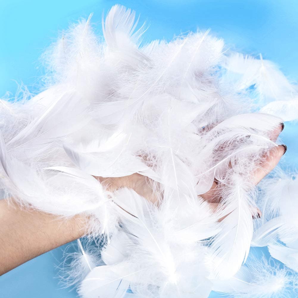 BTNOW 500 Pcs White Feathers Crafts Feathers Decorations Feathers for DIY Wedding Party Home