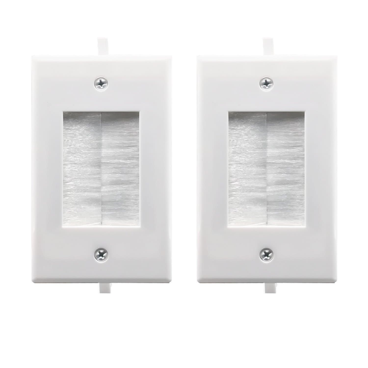 Recessed Low Voltage Cable Through Brush Wall Plate,Yomyrayhu,Easy to Mount Outlet,Cable Management Pass Through Wall Plate,Works Great with Audio/Vedio,HDMI,Home Theater and More,White(2 Pack)