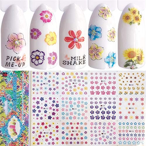 48 Pattern 4 Sheets Water Transfer DIY Nail Art Decals Stickers with Flower Animal Insect Butterfly Cartoon and Different Patterns for Women Girl and Kids
