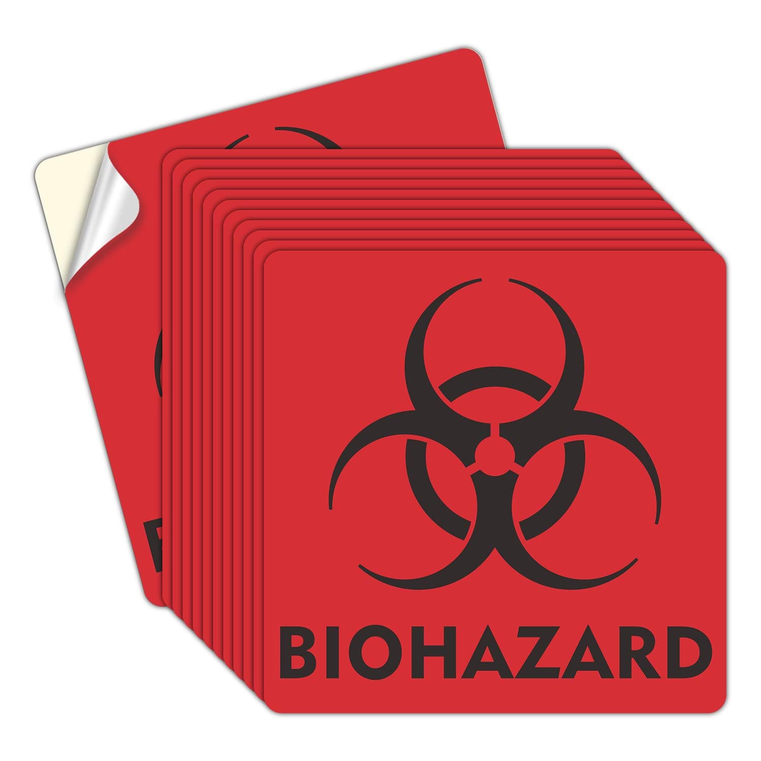 Faittoo (12 Pack) Biohazard Stickers Sign, 6x6 Inches Waterproof Biohazard Warning Label，6 Mil Vinyl Self Adhesive Durable Decal Stickers Use for Labs, Hospitals and Industrial