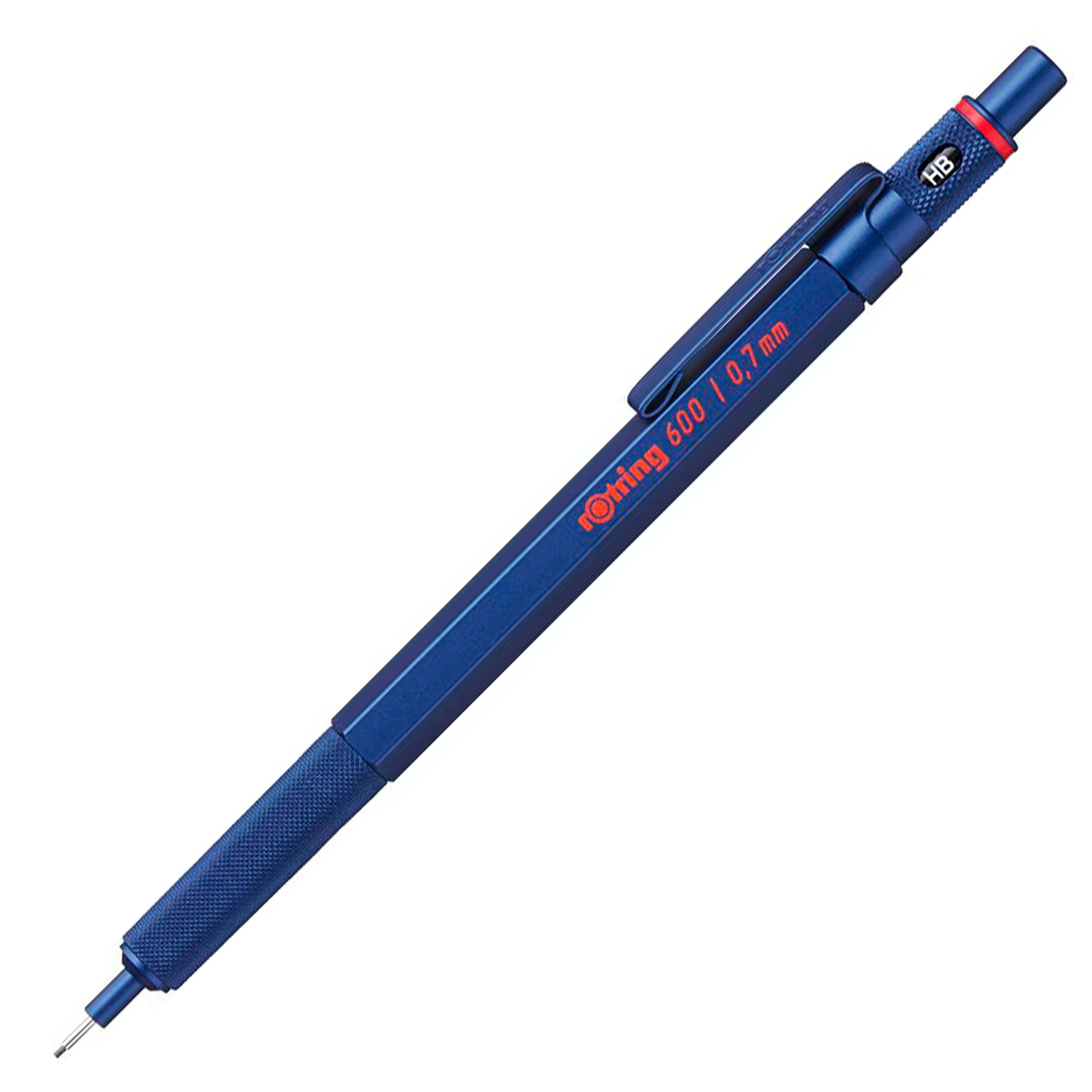600 Mechanical Pencil | 0.7 mm | Blue All-Metal Body Propelling Pencil | Non-Slip Knurled Grip & Hexagonal Barrel