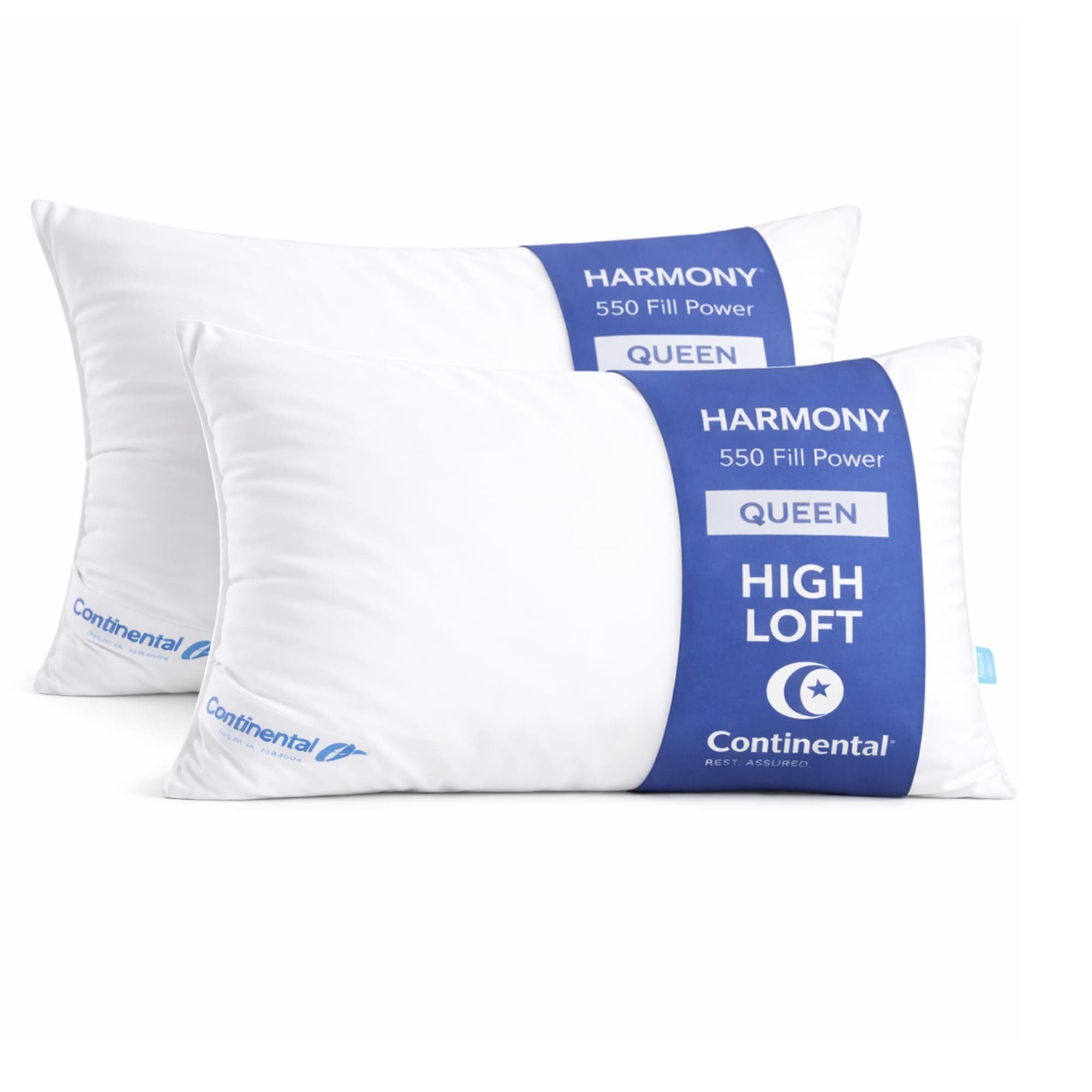 Continental Bedding Set of 2 Premium 100% Down Pillows - 550 Fill Power (30oz.) -Firm Density - 100% Egyptian Cotton Shell - Queen Size, 20x30-inch – 400 Thread Count -Proudly Made in USA