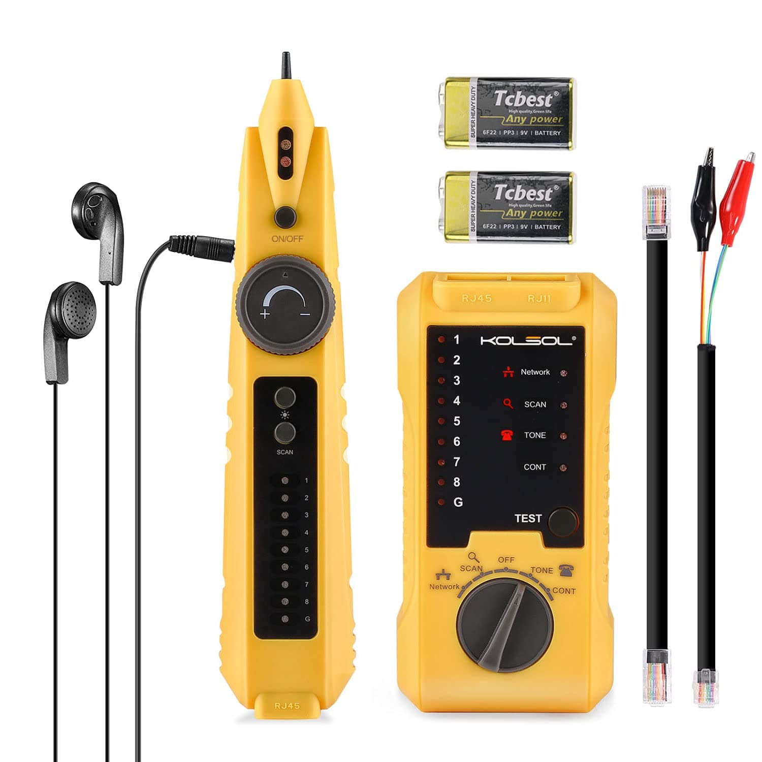Network Cable Tester, Ethernet Wire Tracer with Telephone Line Checking for CAT5 CAT6, RJ11 RJ45 LAN Network Cable Finder for Wire Continuity/Short/Breaking/Open/Crossing
