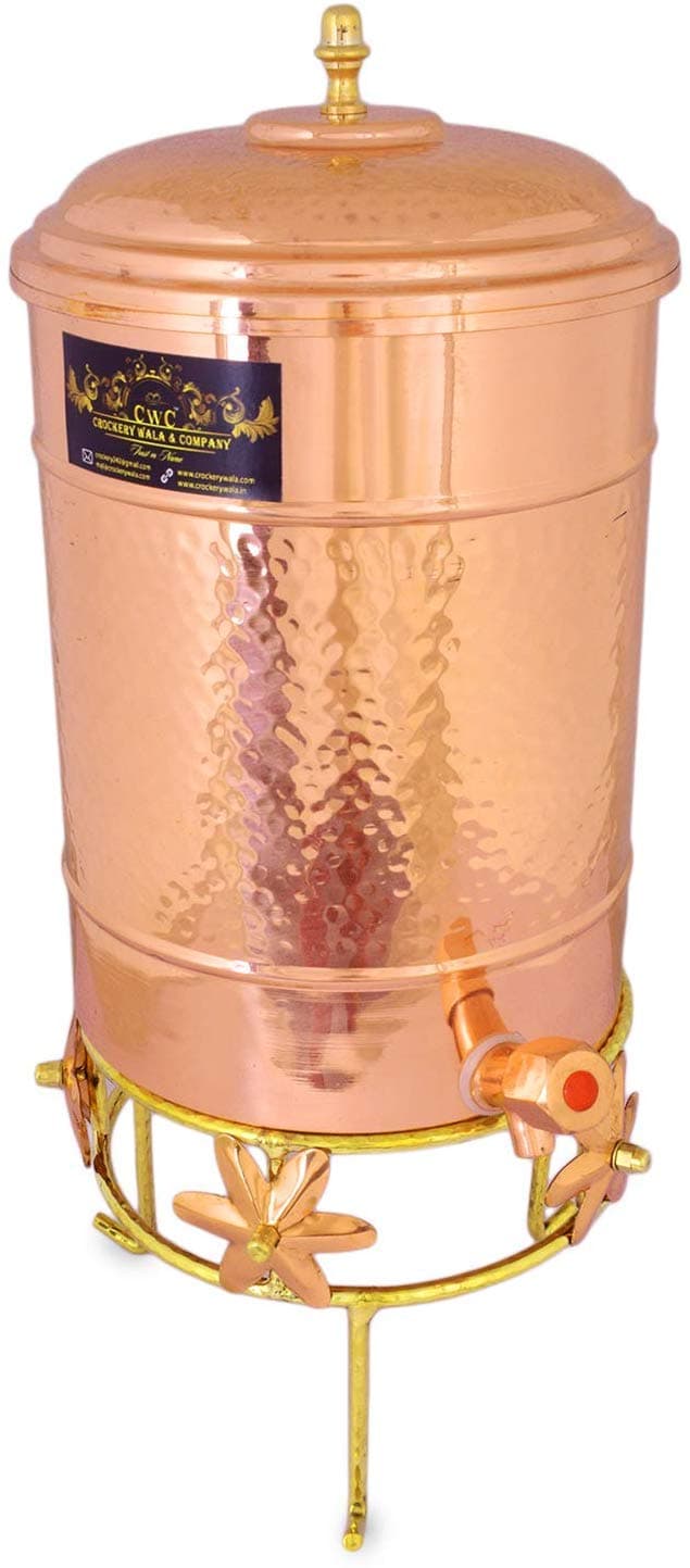 Crockery Wala and Company Pure Copper Water Dispenser/Matka with Stand First Time in India. (7 litres)