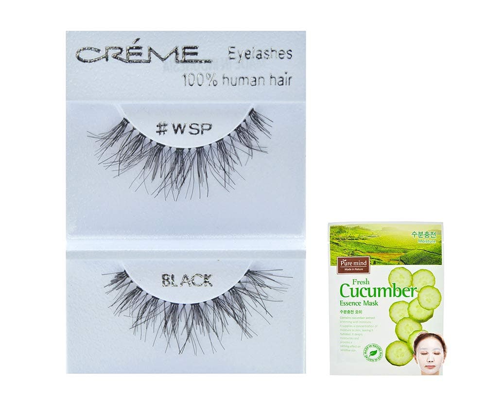 12 Pairs Creme 100% Human Hair Black Natural False Eyelashes Dozen Pack #WSP