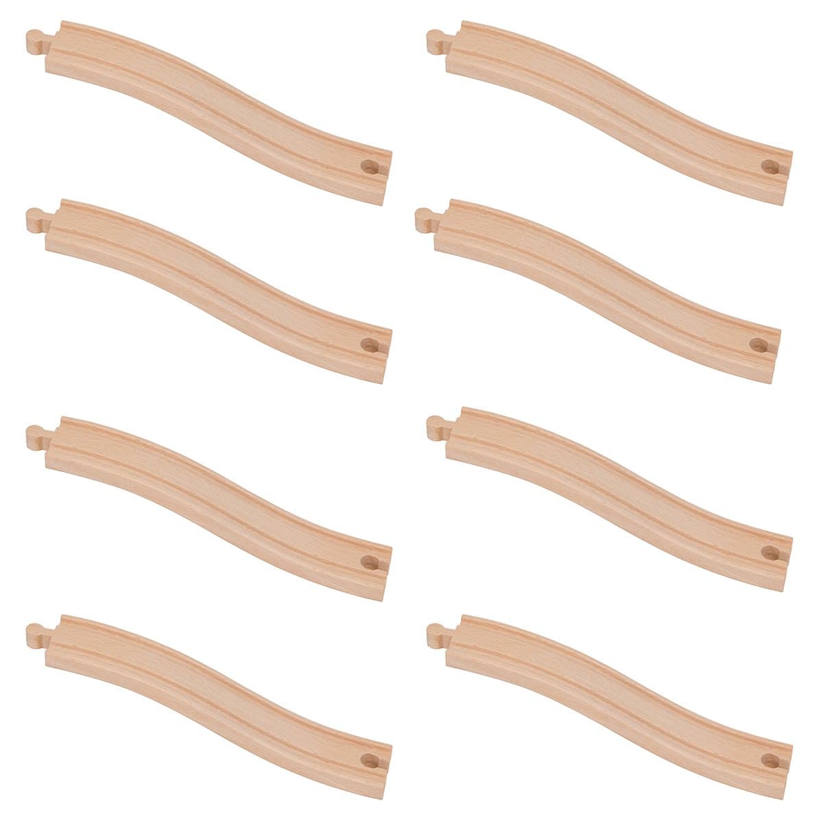 ORBRIUM Premium Wooden Train Ascending Tracks, Pack of 8 Wooden Train Tracks Accessories for Toy Train Set Compatible with All Major Railways Thomas, Brio, IKEA, Melissa and Doug