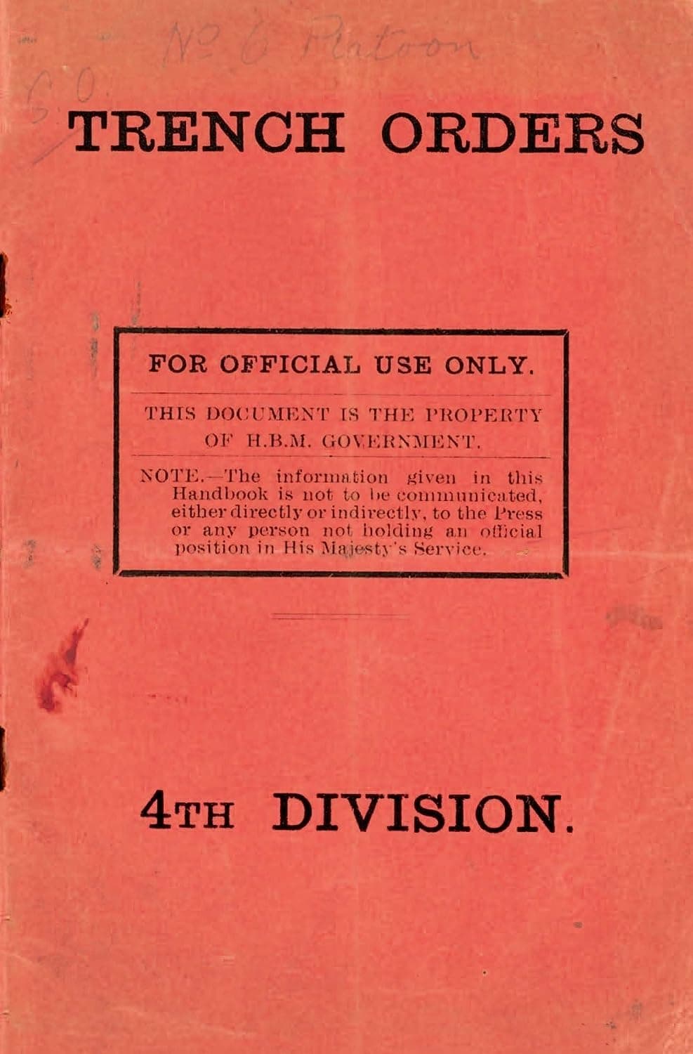 Memorabilia Pack Co. Severnside- Replica Booklet: Trench Orders (WW1 4th Division) Story, Multicolor (308)