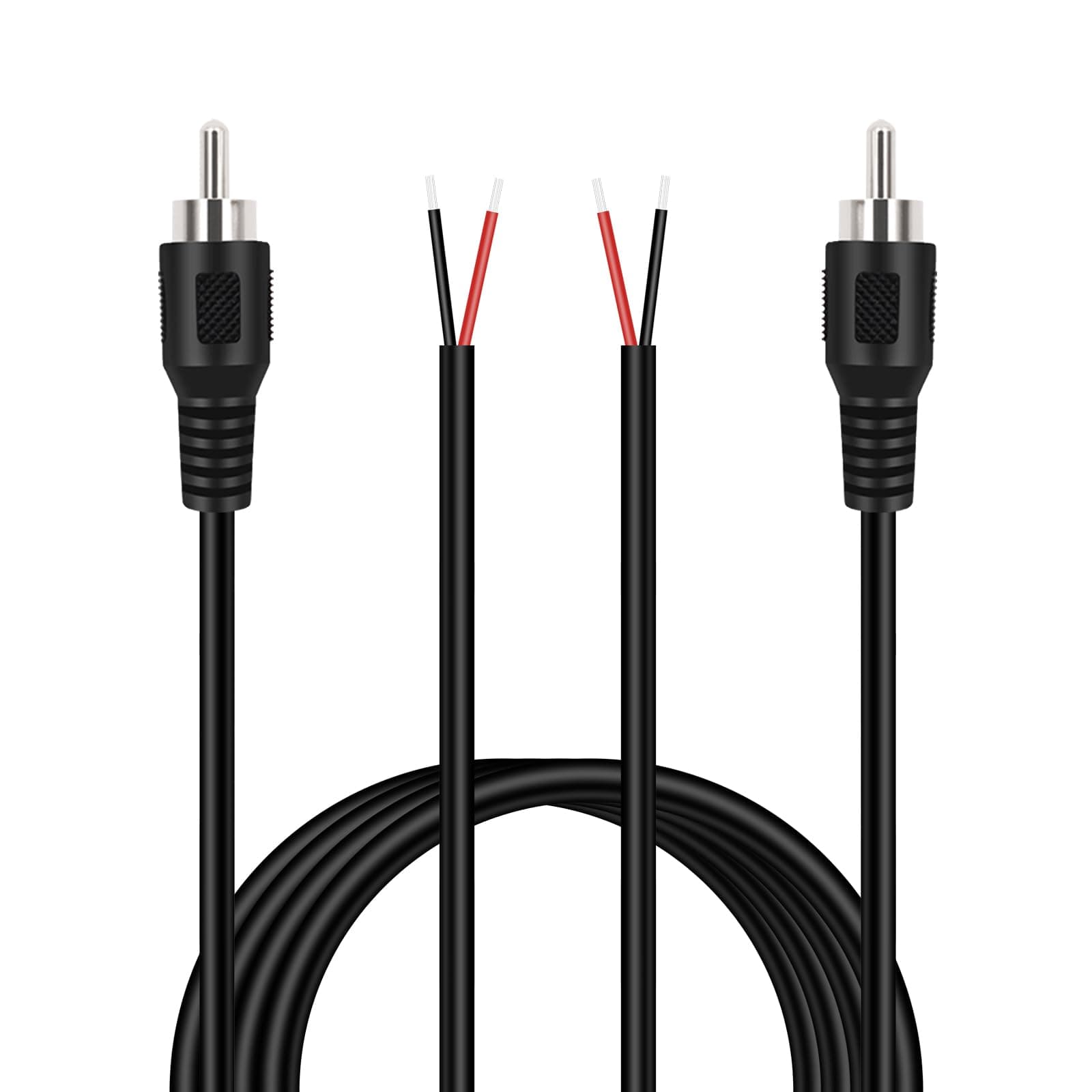 Fancasee RCA to Speaker Wire, 2-Pack 6FT RCA Male Plug Jack Connector to Bare Wire Pigtail Repair RCA Adapter Audio Cable for Speaker Amplifier Audio Video AV Receiver TV Subwoofer