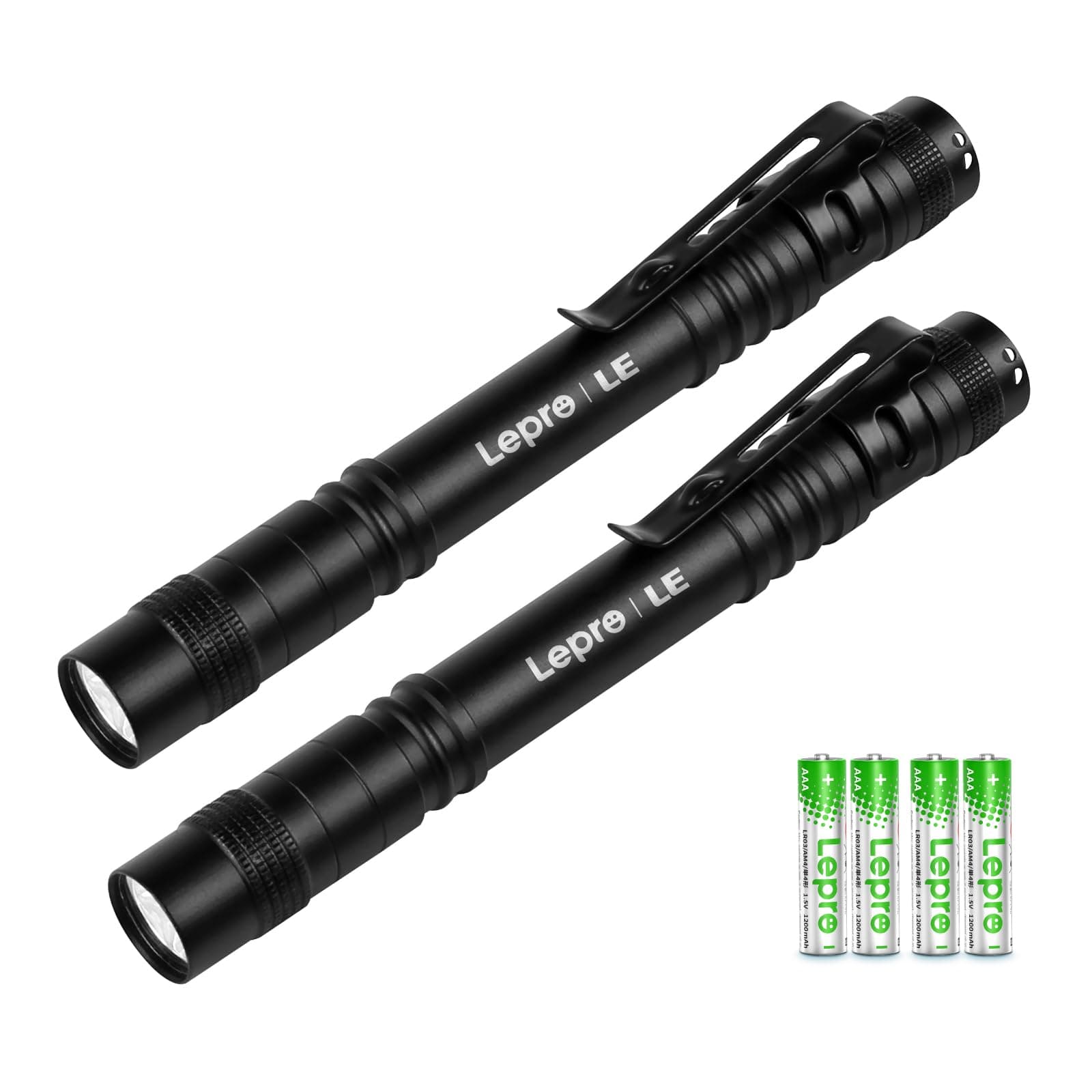 LE LED Pen Flashlights, Lightweight, Mini, Waterproof Pocket Flashlight with Clip, 2 Pack Small Flashlights for Inspection, Work, Emergency
