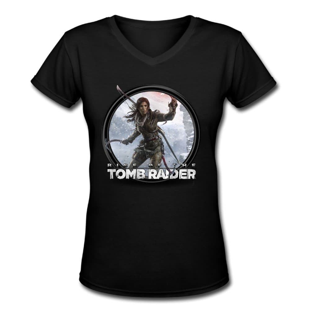 Emoute Women's Rise Of The Tomb Raider V-neck T-shirts XL Black