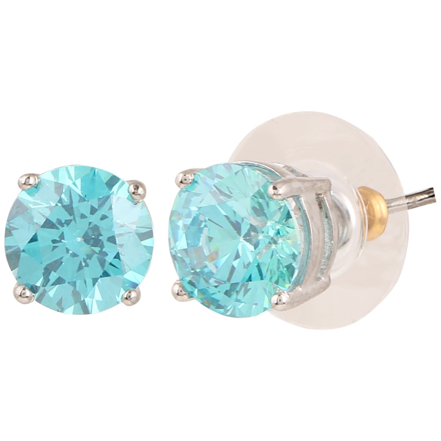Ananth Jewels Somma Mint Green Sterling Silver Swarovski Zirconia Round Earrings for Women (8 mm)