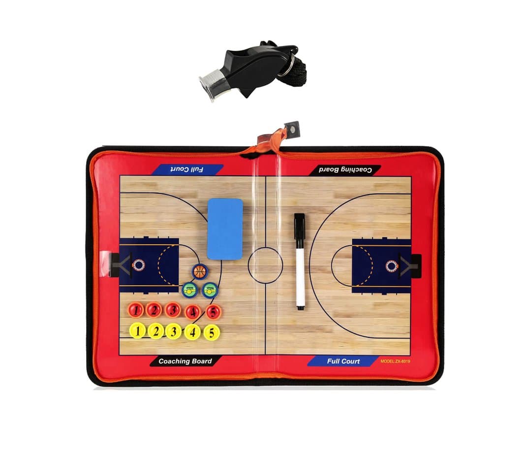 Basketball Coaching Board Strategy Tactics Clipboard with Coach Referee Whistle