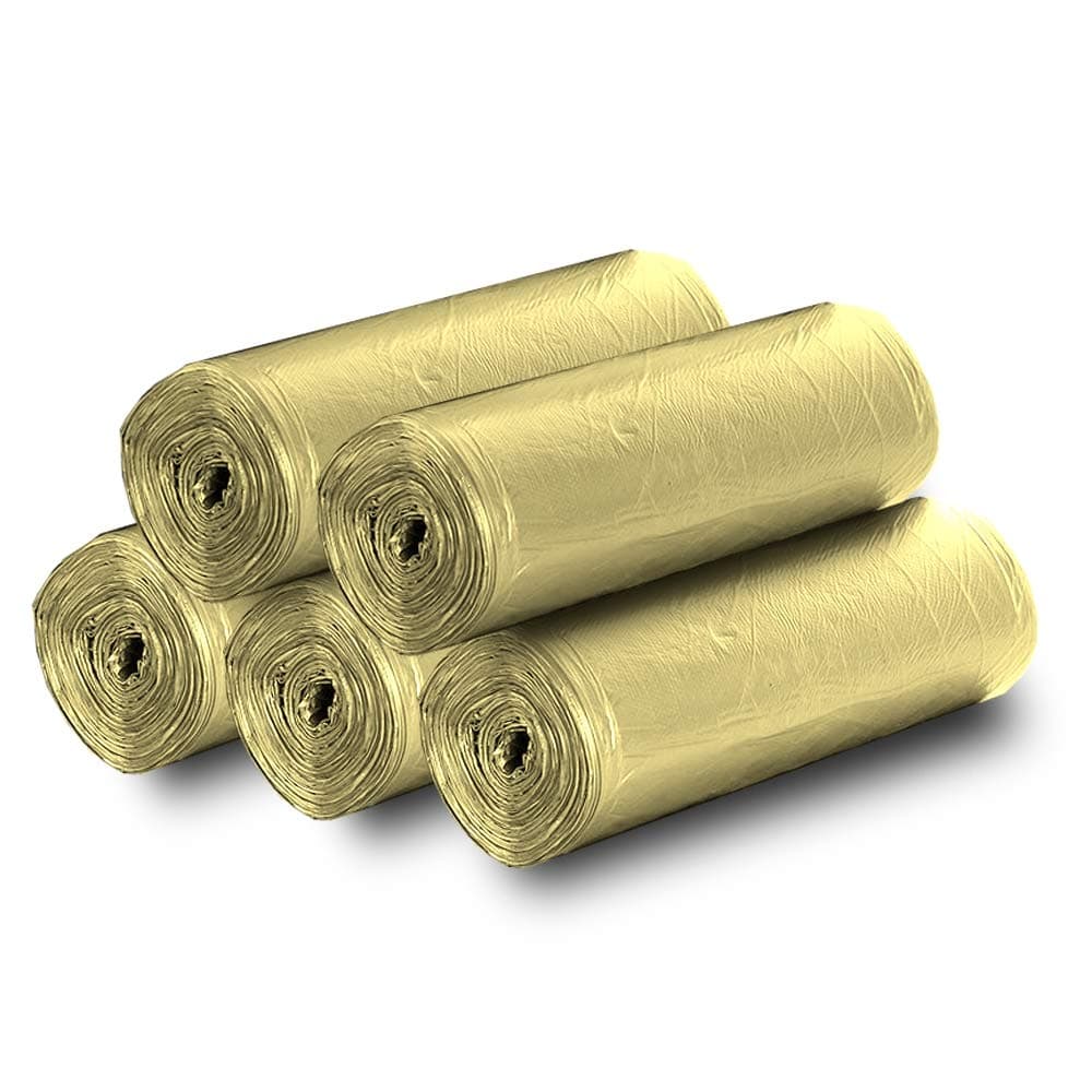 5 Rolls Small Trash Garbage Bags, 5 Gallon Strong Thin Material Disposable Kitchen Garbage Bags, Durable Plastic Trash Bags for Office Home Bedroom Garden Waste Bin, 100 Counts (Gold)