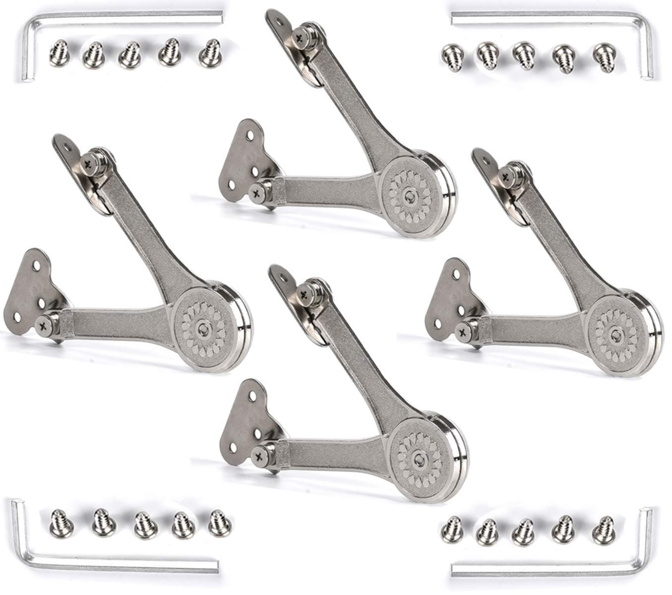 [4-Pack] Heavy Duty Lid Stay Hinges QBOSO Folding Lid Support Hinge,Perfect for Cabinet,Closet,Wardrobe or Toy Box 50lb/110 Degree (Heavy Duty Style 2 Pair)