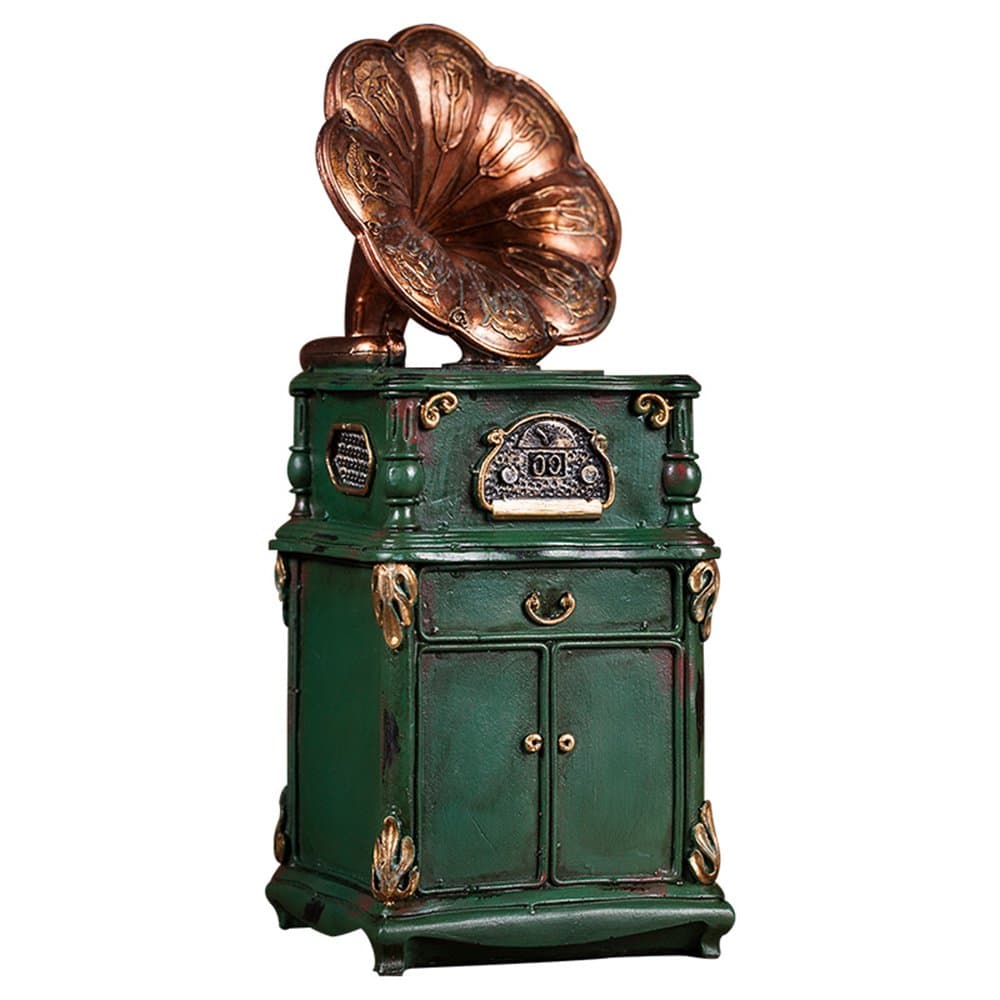 Colias Wing Home Decor Retro Style Gramophone Design Coin Bank Money Saving Bank Toy Bank Cents Penny Piggy Bank-Green