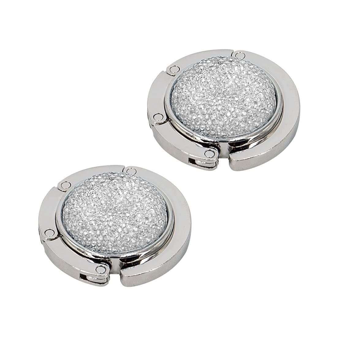 TANOSII Foldable Purse Hook Floding Handbag Hanger Bling Rhinestone Bag Holder for Table Desk 2 PCS White