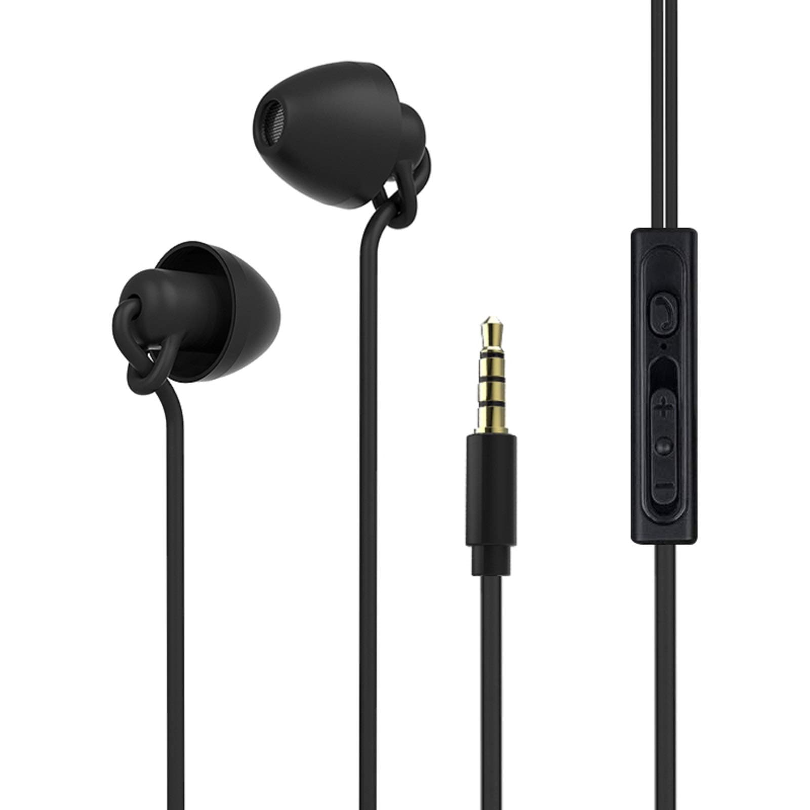 Sleeping Earbud Headphones - Ultra Flexible Silicon Earplugs Noise Cancelling Wired Sleep Earphones with Microphone for Sleeping, Insomnia, Snoring, Air Travel, Relaxation, ASMR (Black)