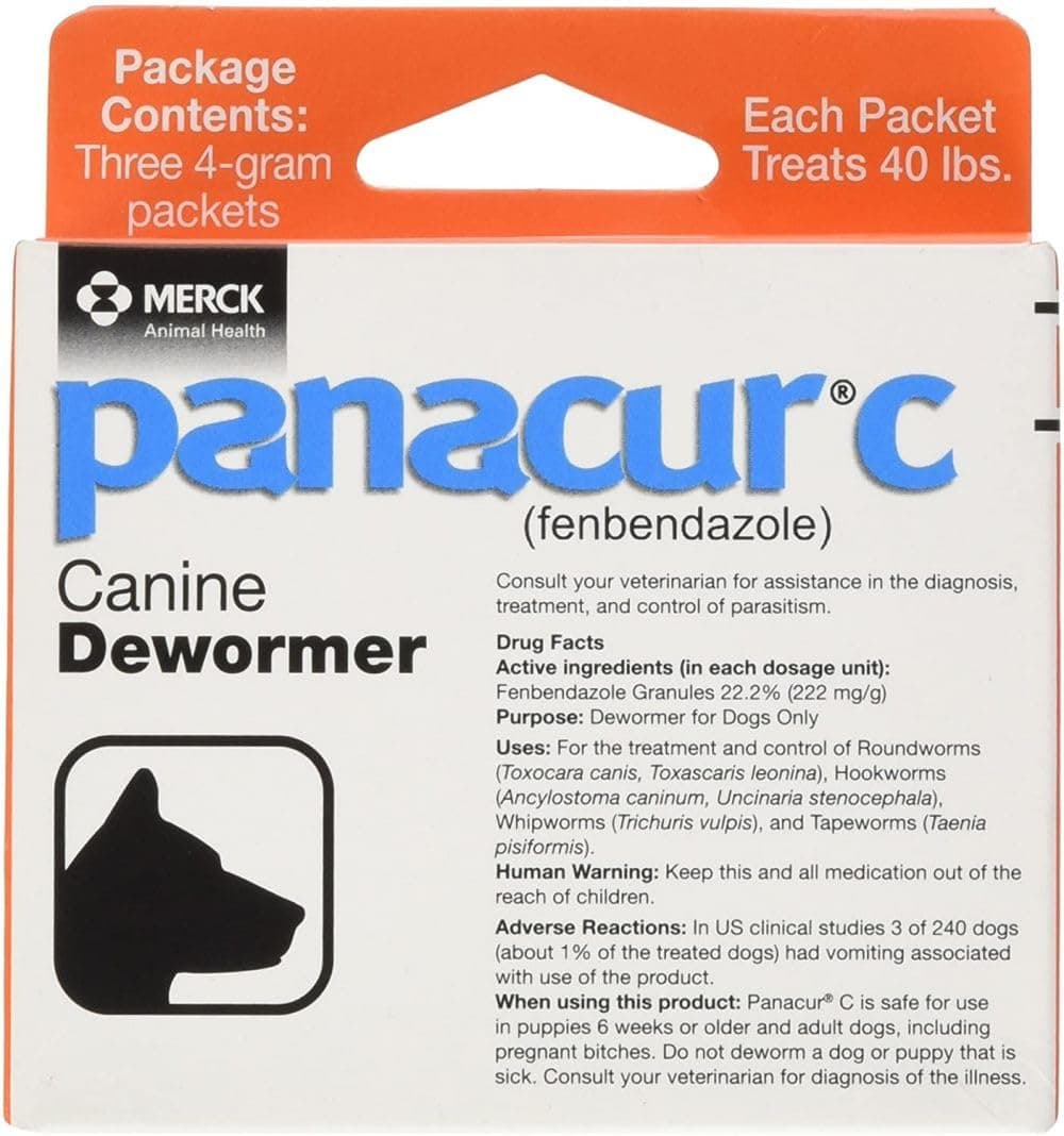 SKUURTFR Panacur C Canine Dewormer, Net Wt. 12 Grams, Package Contents Three, 4 Gram Packets (4-(Pack))