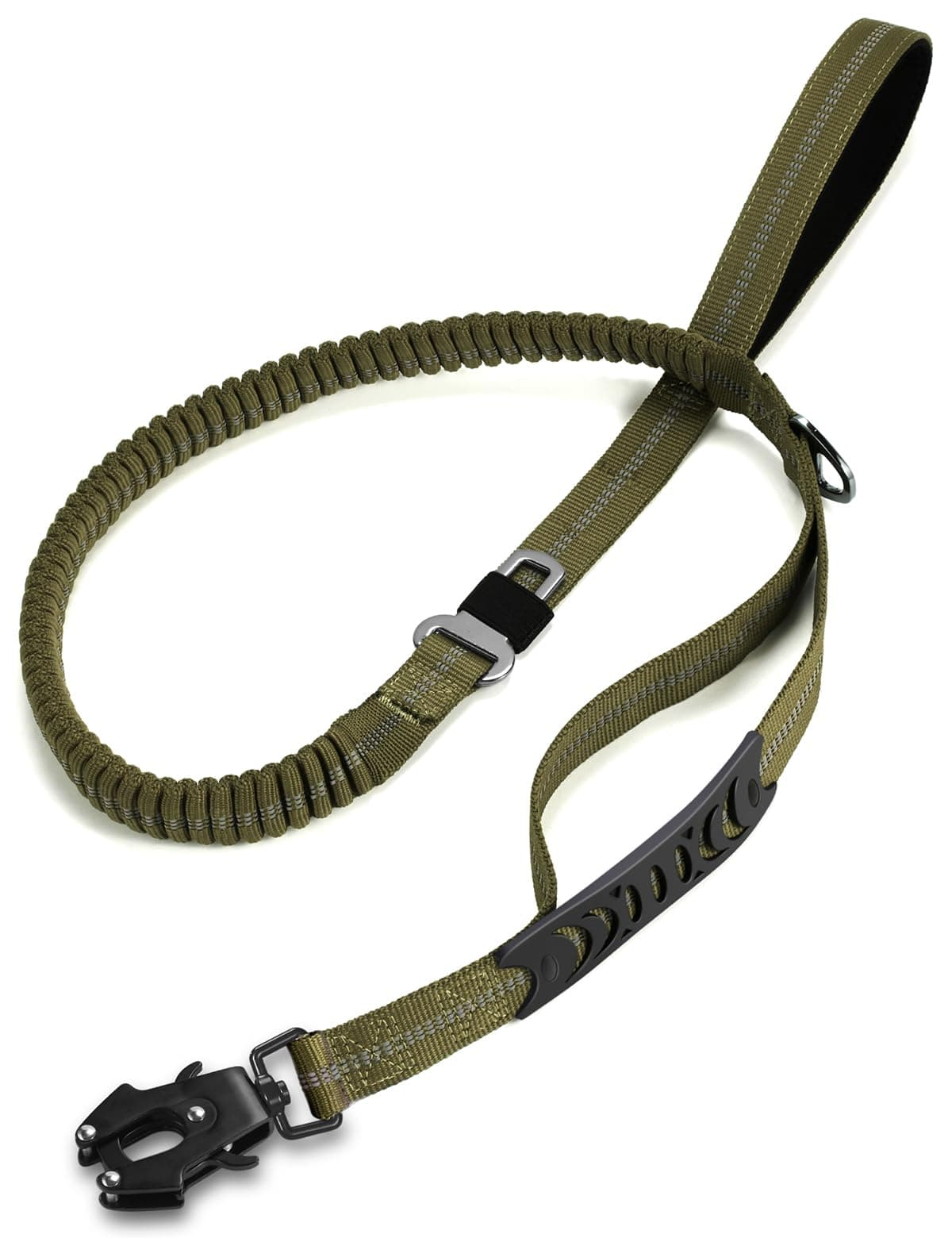 Heavy Duty Dog Leash with 2 Padded Handles & Advanced Easy Metal Clip, 4-6FT Shock Absorbing No Pull Dog Leashes for Medium Large Dogs That Pull (Army Green)